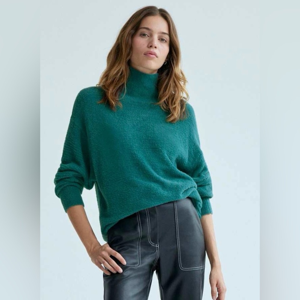 ARITZIA WILFRED FREE Hushknit Turtlenck Sweater Teal Size Small Fall Casual - Picture 3 of 14